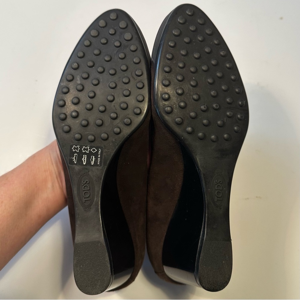 Tod’s Brown Suede Demi-Wedge Pumps US 7 - Picture 11 of 12